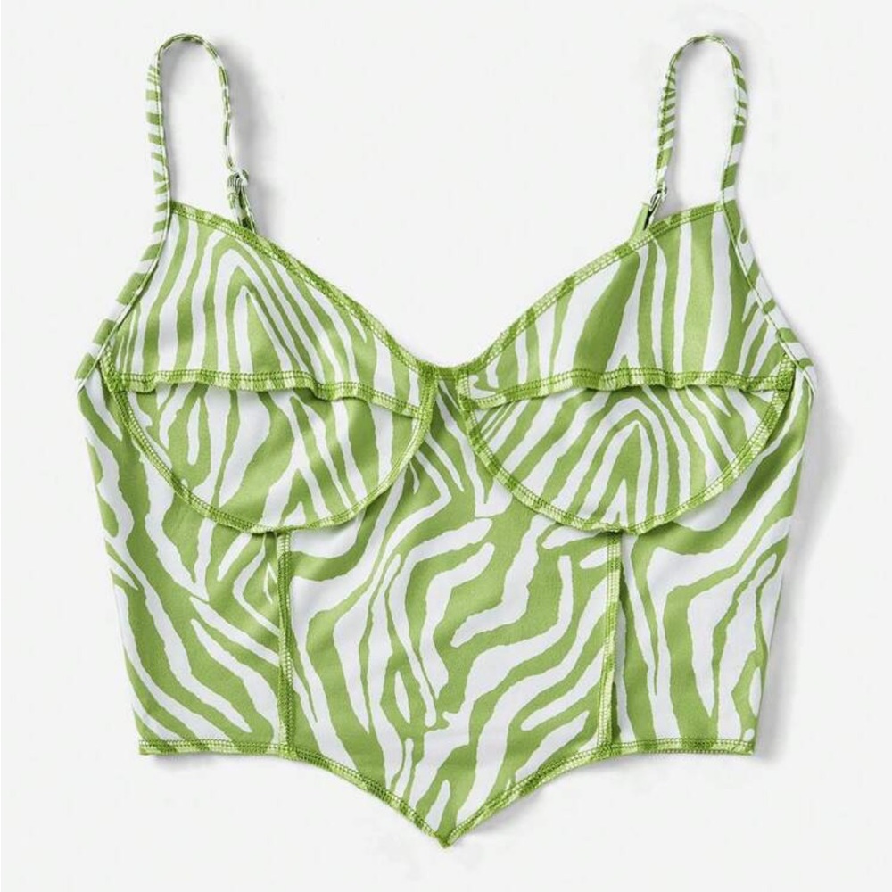 SHEIN EZwear Knitted Zebra Print Casual Summer Tank Top